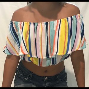 Nanette Lepore Striped Crop Blouse